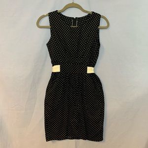 Vintage handmade black and cream polka dot dress